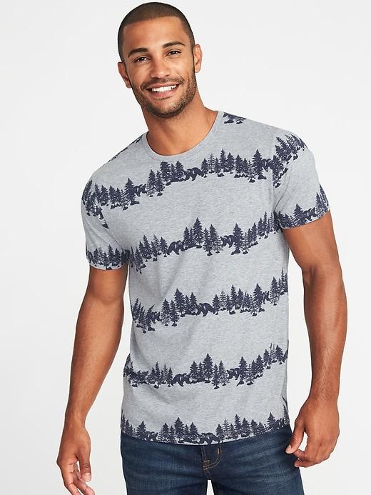 Old Navy Mens Soft-washed Printed Crew-neck Tee For Men Grey Polar Bear Size Xl