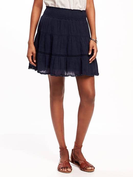 Old Navy Pom Pom Trim Gauze Circle Skirt For Women - Lost At Sea Navy