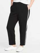 Old Navy Womens Mid-rise Secret-slim Pockets Plus-size Side-stripe Pants White Stripe Size 16
