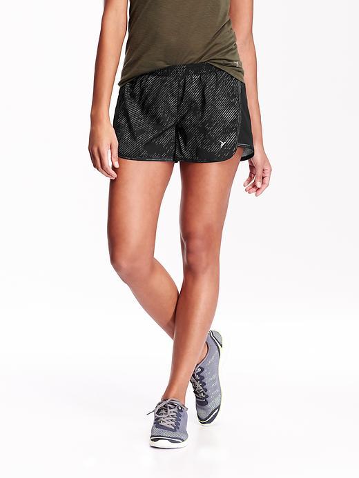 Old Navy Womens Pique Mesh Shorts 3 1/2&quot; Size L Tall - Black Diagonal Stripe