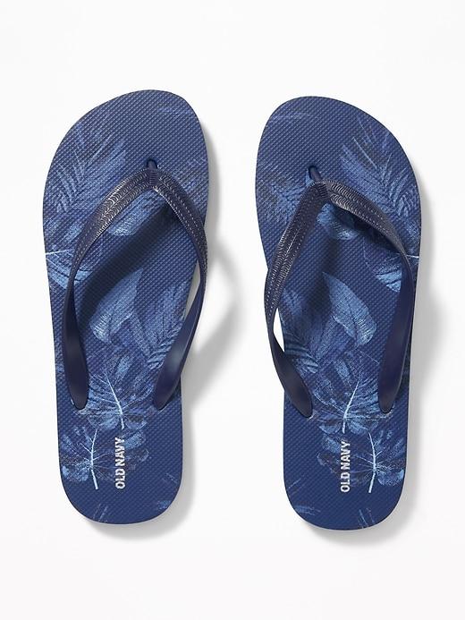 Old Navy Mens Graphic Flip-flops For Men Blue Palm Size 10/11