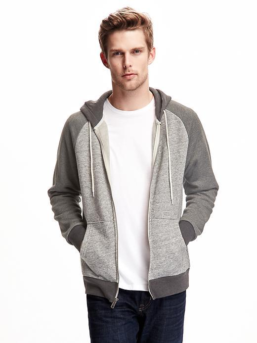 Old Navy Fleece Baseball Zip Hoodie - Gray Combo