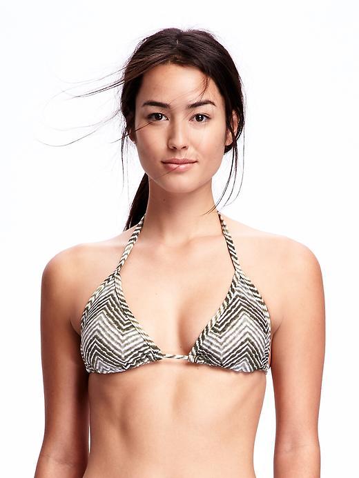 Old Navy Floral String Bikini Top - Green Chevron