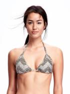 Old Navy Floral String Bikini Top - Green Chevron