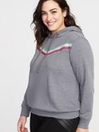Chevron-stripe French Terry Plus-size Pullover Hoodie