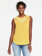 Old Navy Floral Embroidered Linen Blend Tank For Women - Golden Opportunity