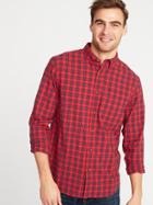 Old Navy Mens Regular-fit Built-in Flex Everyday Shirt For Men Red Tartan Size Xl