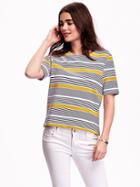 Old Navy Short Sleeve Structured Ponte Top - Lime Stripe