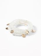 Old Navy Womens Beaded Metal-coin Multi-strand Stretch Bracelet For Women Cream Size One Size