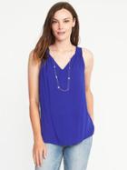 Old Navy Relaxed Cut Out Back V Neck Tank For Women - Bluer Than Blue