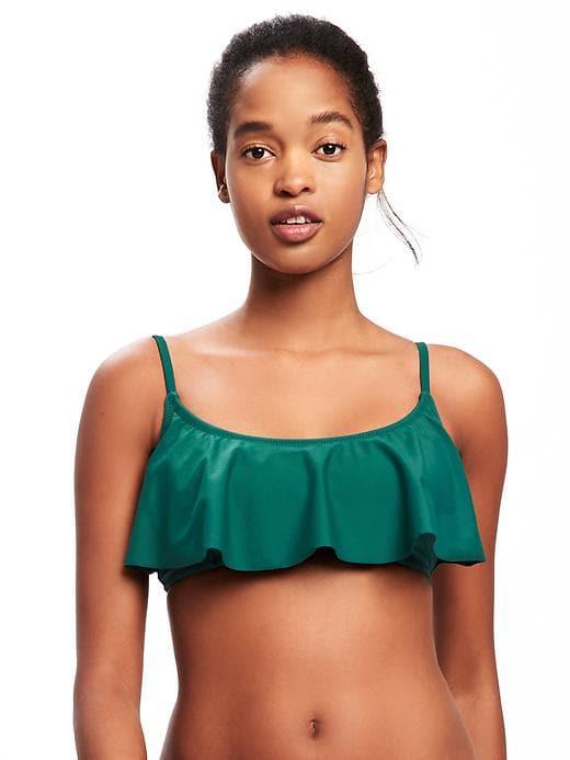 Ruffle-trim Bandeau Swim Top For Women