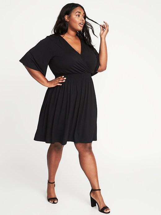 Old Navy Womens Waist-defined Plus-size Wrap-front Dress Blackjack Size 4x