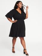 Old Navy Womens Waist-defined Plus-size Wrap-front Dress Blackjack Size 4x