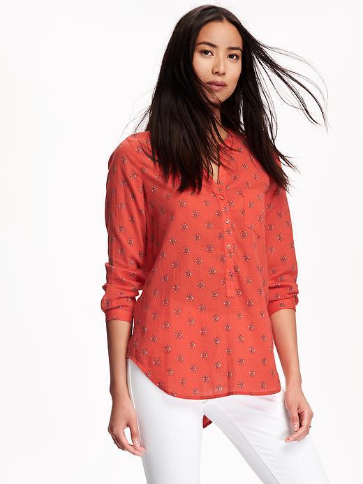 Old Navy Crinkle Gauze Tunic For Women - Tan Combo