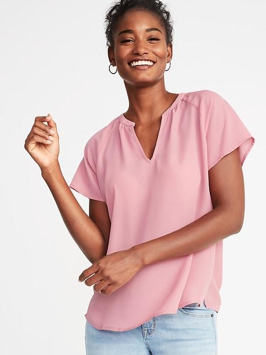 Old Navy Womens Relaxed Split-neck Top For Women Dusty Mauve Size S