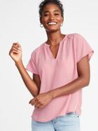 Old Navy Womens Relaxed Split-neck Top For Women Dusty Mauve Size S