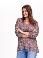 Old Navy V Neck Marled Knit Plus Size Sweater Size 1x Plus - Red Wine Vinegar
