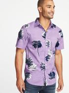 Old Navy Mens Slim-fit Built-in Flex Getaway Shirt For Men Swiss Alps Lilac Size M
