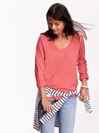 Old Navy Womens V Neck Tees Size M Tall - Apple Guava