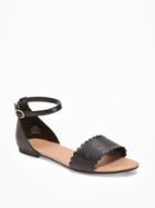 Old Navy Perforated Peep Toe Sandals For Women - Blackjack