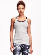 Old Navy Fitted Raceback Tank For Women - Light Grey Heather
