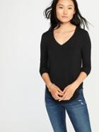 Old Navy Womens Luxe Curved-hem V-neck Tee For Women Black Size M