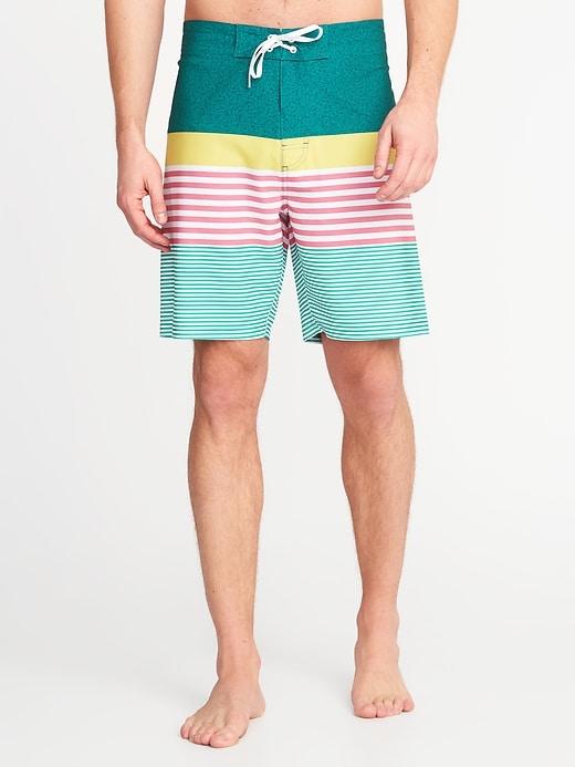 Old Navy Mens Printed Board Shorts For Men (8) Pink/green Stripe Size 38w