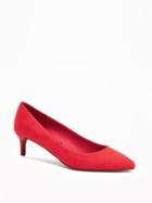 Old Navy Sueded Mid Heel Pumps For Women - Red Buttons