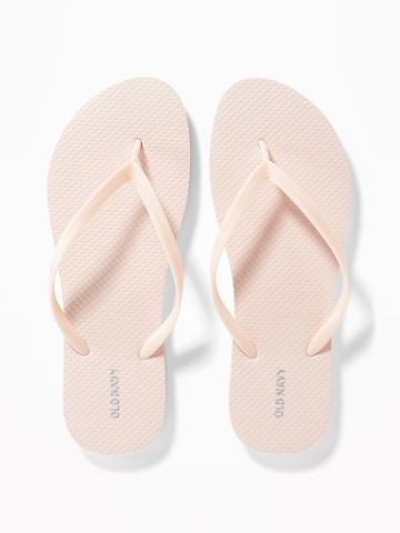 Old Navy Womens Classic Pastel-color Flip-flops For Women Blush Size 6