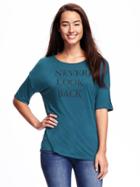 Old Navy Boyfriend Drop Shoulder Graphic Tee For Women - Show And Teal