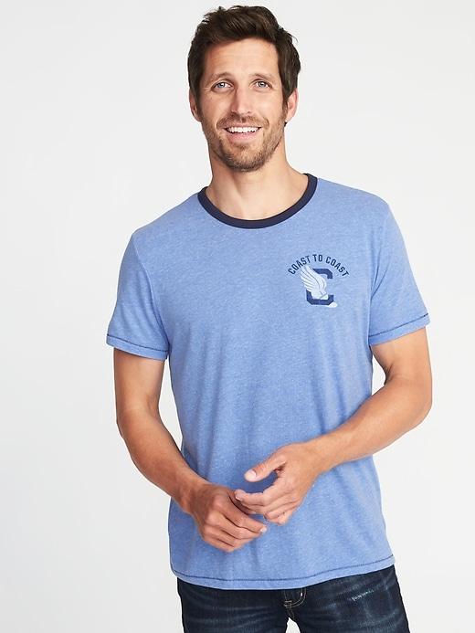 Old Navy Mens Coast To Coast Varsity-style Graphic Tee For Men The Cerulean Life Size M
