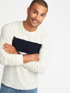 Old Navy Mens Soft-washed Thermal Crew-neck Tee For Men Cream/navy Size Xs