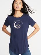 Old Navy Womens Luxe Curved-hem Graphic Tee For Women Shoot For The Moon Size Xs
