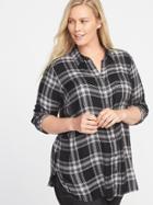Old Navy Womens Classic Plus-size No-peek Drapey-flannel Tunic Black Plaid Size 2x