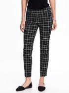 Old Navy Womens Mid-rise Pixie Ankle Pants For Women Black Grid Size 8
