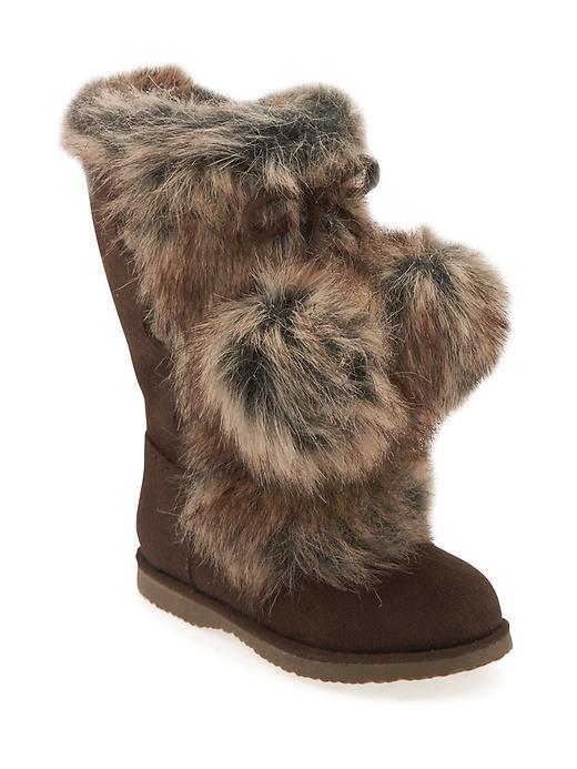 Old Navy Faux Fur Pom Pom Boots Size 10 - Bear Hug