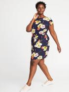 Old Navy Womens Waist-defined Plus-size Dress Navy Floral Size 2x