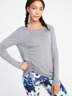 Old Navy Womens Relaxed Side-tie Performance Top For Women Light Gray Heather Size Xs