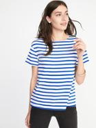 Old Navy Womens Relaxed Mariner-stripe Thick-knit Tee For Women Blue Stripe Size S