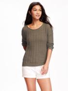 Old Navy Lightweight Pointelle Sweater For Women - Armour