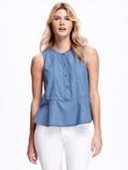 Old Navy Chambray Peplum Tank For Women - Chambray Blue
