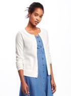 Old Navy Button Front Crew Neck Cardi For Women - Cream