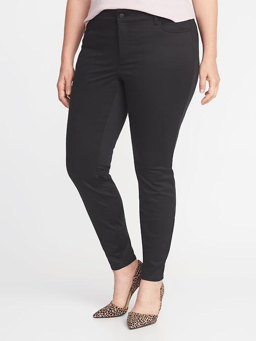 Old Navy Womens High-rise Secret-slim Plus-size Rockstar Super Skinny Sateen Jeans Black Size 22