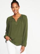 Old Navy Womens Relaxed Tie-neck Blouse For Women Matcha Green Size S