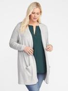 Old Navy Womens Plus-size Open-front Long-line Sweater Light Gray Size 1x
