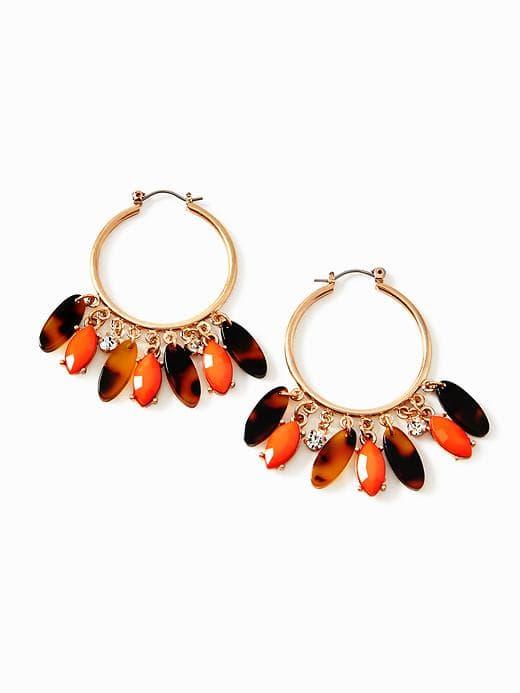 Old Navy Tortoiseshell Drop Hoop Earrings For Women - Tortoise
