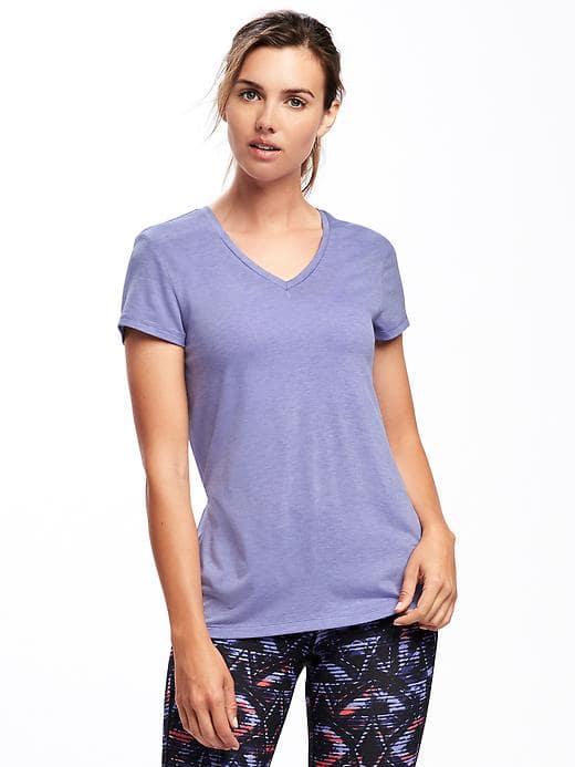 Old Navy Go Dry Ultra Light V Neck Tee For Women - Delphinium