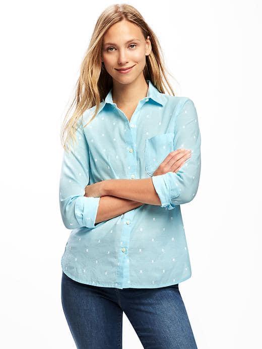 Old Navy Classic Dobby Pocket Shirt For Women - Bora Bora