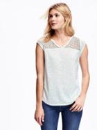 Old Navy Relaxed Lace Yoke Tee For Women - Surfin Usa