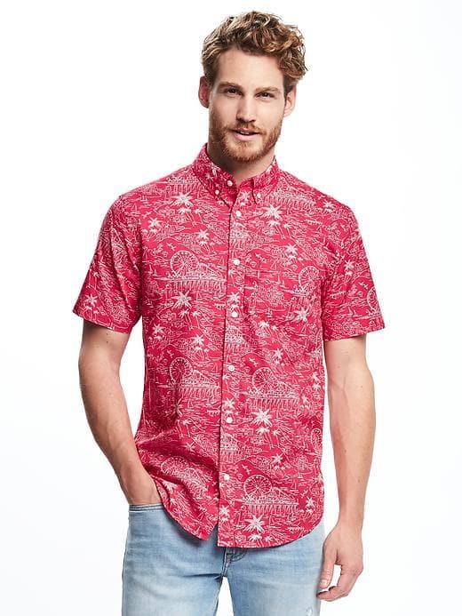 Old Navy Soft Washed Nautical Print Classic Shirt For Men - Fun In The Sun